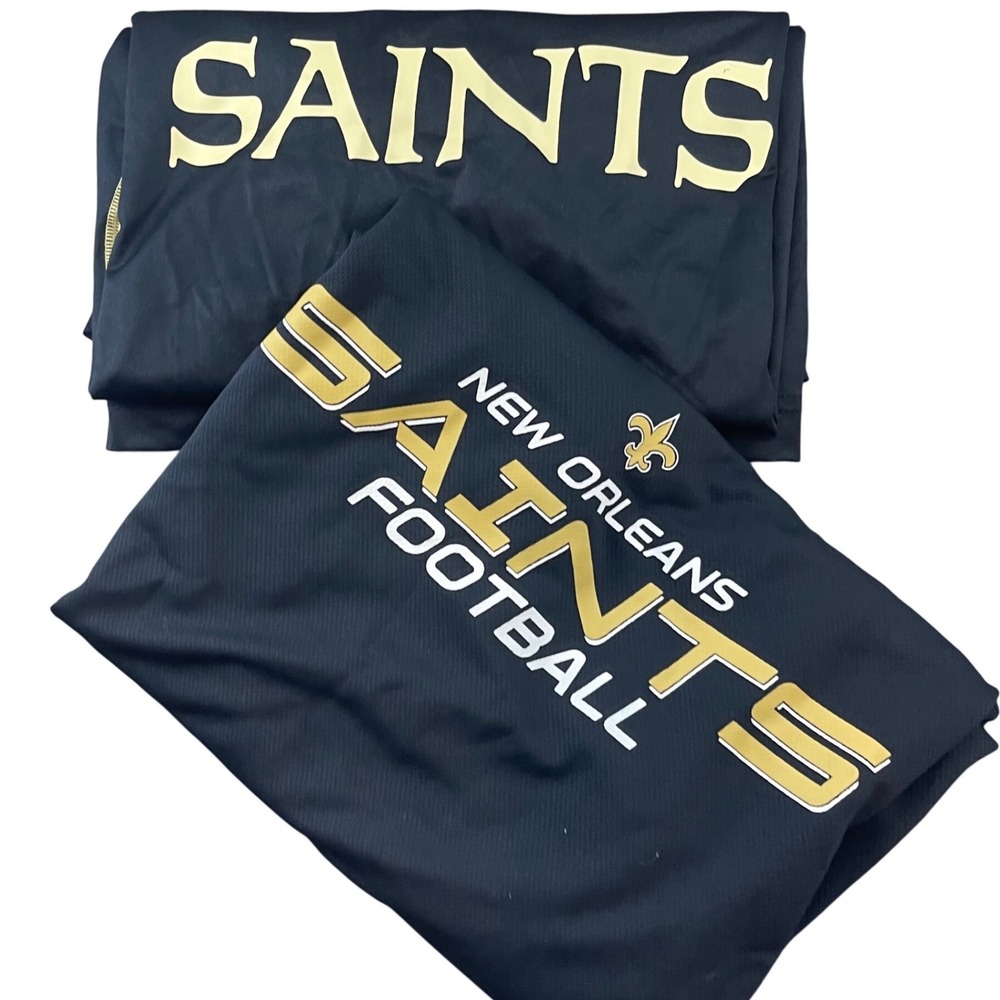 Nike NFL New Orleans Saints Shirt Mens M Lot of 2 Football Dri-Fit Black Gold - Picture 8 of 8